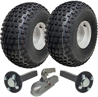 22x11.00-8 ATV- en quad-aanhangwagenkit met noppenbanden, wielen, assen en gegoten koppeling, draagvermogen 310 kg