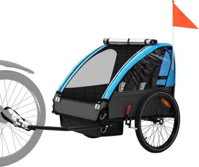 Luxe Fietskar – Voor Kinderen – Kinderfietskar – Kinderbuggy – Kinder Buggy – Extra Safe – Blauw/Zwart