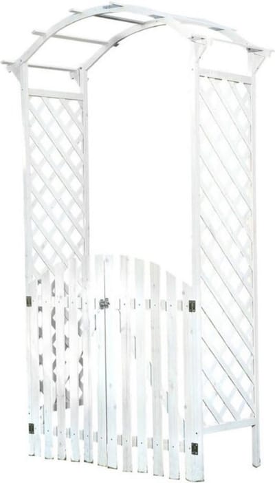 Luxe Tuinscherm – Schuttingpaneel – Tuinschutting – Boogvorm – Met Pergola – Stijlvol Design – Hout – Wit