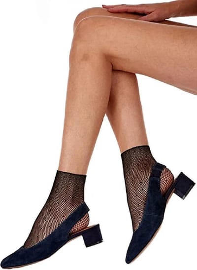 Pretty Polly Sokje - Visnet - Dames Enkelsokje -met Stipjes - One Size - Zwart