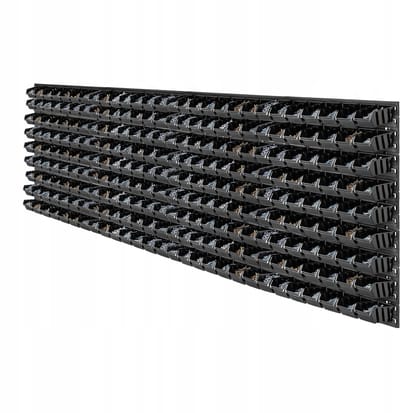 KADAX Gereedschapswandrek, groot, 232 x 78 cm, opslagsysteem van robuust kunststof, uv-bestendig modulesysteem, uitbreidbare wandplaten, werkplaatsrek voor garage (zwart, 252 stuks)