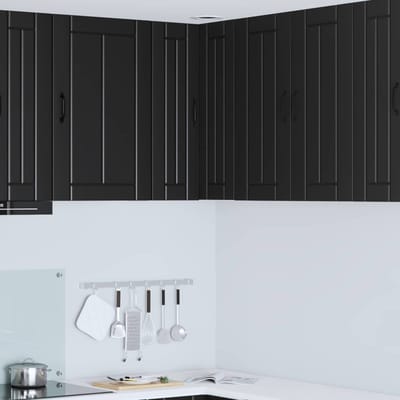 vidaXL - Wandhoekkast - LUCCA - Zwart - 57 - x - 57 - x - 80 - cm - Bewerkt - hout