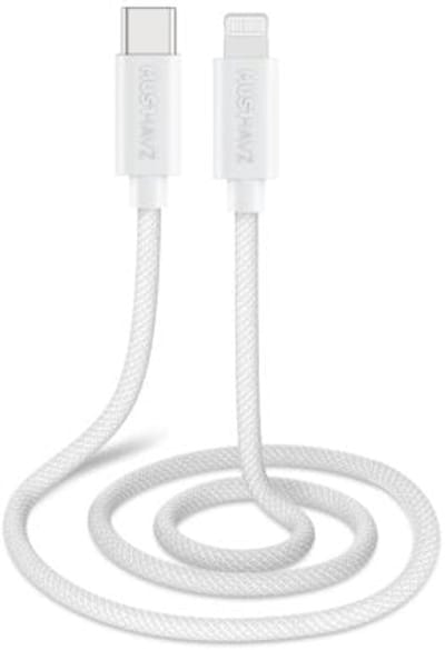 Musthavz Gevlochten USB-C naar Lightning Kabel 1.0 Meter - Wit/White