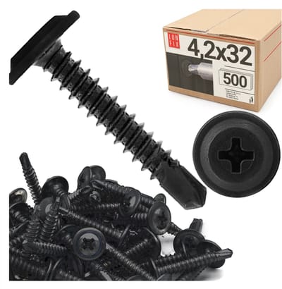 LUN FIX - Boorschroeven 4,2x32 mm - 500-pack - Gefosfateerd staal - PH kruiskop - Gipsplaten, metalen profielen, gips, hout