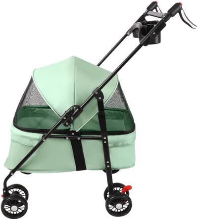 Vouwbare Hondenwagen 3-in-1 voor Hond en Kat, 50 x 70 x 95 cm, Max 20 kg, Lichtgewicht met Zacht Kussen en Stoelriem, Handig Opbergzakje