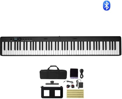 LUMÉ STORE Elektrische Piano - Keyboard - Toetsenbord - Opvouwbaar - Bluetooth - Verstelbare Standaard - Beginners - Zwart