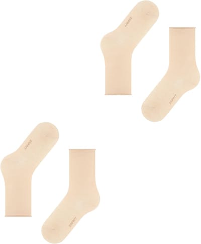 Esprit Basic Pure 2-Pack eenkleurig katoen multipack sokken dames beige - maat 35-38