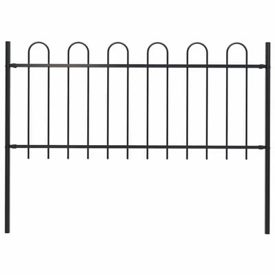 Sierhekwerk - Tuinhek met Boogtop - 181x100 cm - Gepoedercoat Staal - Zwart - Metalen Tuinafrastering incl. 2 Palen (150 cm) en Montagemateriaal