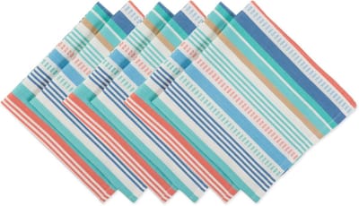 Extra groot katoenen servet, perfect voor lente, zomer, boerderijdecoratie, picknicks en potlucks of dagelijks gebruik, Seashore Stripe, 20x20