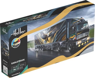 Heller Modelbouwpakket Auto - 56784 Renault Eagletruck - Vrachtwagen 4x2 met dichte 3-assen kastentrailer - Starter Kit Plastic - 1:24 - Modelbouw