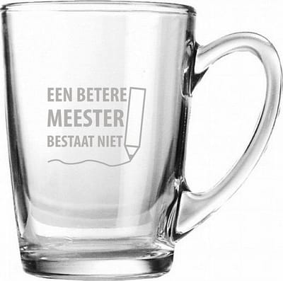 Gegraveerde theeglas 32cl een betere meester bestaat niet