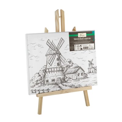Canvas met print 30 x22,5 cm inclusief schildersezel