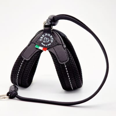 Tre Ponti Liberta Hondentuig Mesh Zwart&Reflectie - Hondenharnas - 37-47 Cm Tot 6 Kg