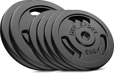 Hop-Sport – Halterschijven Set – 40 kg 2x10 kg 4x5 kg – Gietijzer met handgrepen – 31 mm boring voor standaard halterstangen