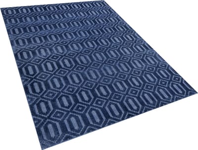 ADATEPE - Laagpolig vloerkleed - Marineblauw - 160 x 230 cm - Viscose