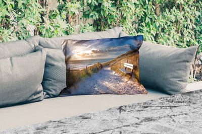 Buitenkussens - Tuin - Zonsondergang - Strand - Duin - Gras - Bank - 50x30 cm