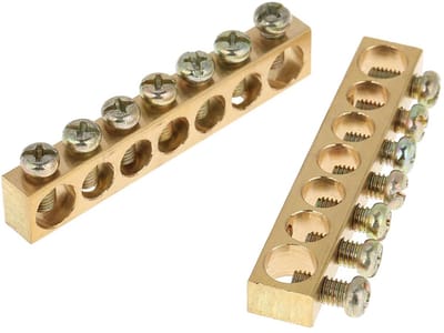 Allecto - 10 Stuks 7-Gats Messing Elektrische Verdeeldraad Schroefklem - Compact ontwerp - Ideaal voor Aarding - Betrouwbare Verbinding - Geschikt ...