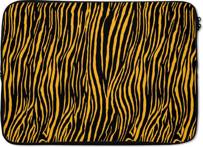 Laptophoes 13 inch - Tijgerprint - Dieren - Oranje - Laptop sleeve - Binnenmaat 32x22,5 cm - Zwarte achterkant