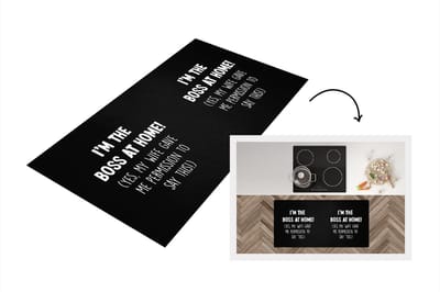 Keukenloper - Loper keuken - Baas - Zwart - Wit - Quotes - 120x60 cm - Keukenloper vinyl