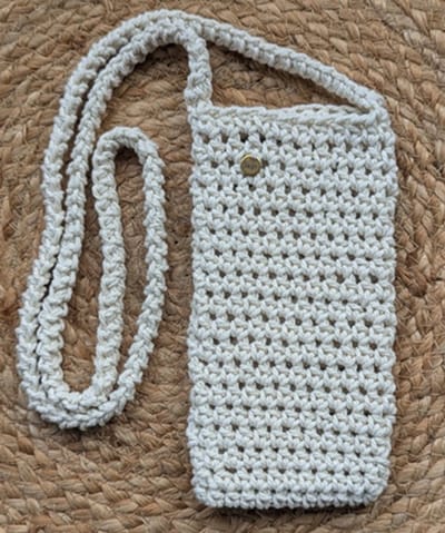 SWAN - telefoontasje - phone case - smartphone - gehaakt - festivaltasje - ecru - beige