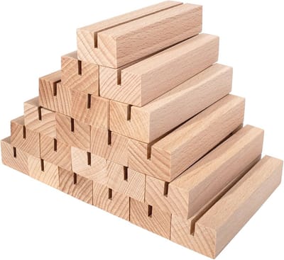 Houten Kaarthouders Set van 21 - 10x3x2cm Tafel Decoratie voor Bruiloft en Verjaardag