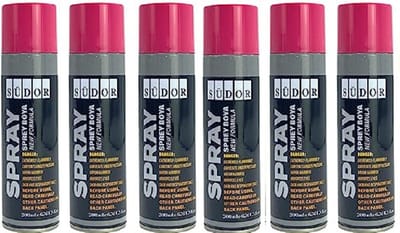 Südor Spuitverf Set 6x200 ml Sneldrogende graffitiverf , Spuitlak , Spuitbus , roze spray spuitverven voor hout, steen, muur, metaal, glas, gips, keramiek