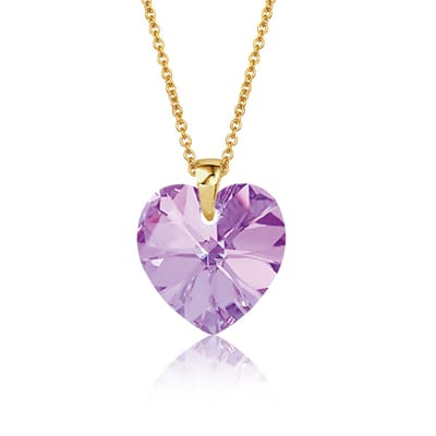 Montebello Ketting Fleur HZ116 - Swarovski Hart - 925 Zilver Verguld - Ø14mm - 50cm