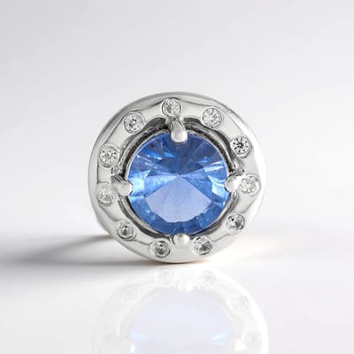 Cavill - Zilveren Hanger - 925 Sterling Zilver Geplatineerd - Kleurwissel Fluoriet 1.378 ct - 11 Zirkonen 0.122 ct - Elegant Rond Slijpsel 7 mm