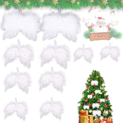 Set van 10 Kerstboomdecoraties met Witte Engelenvleugels - Feestelijke Versieringen voor Kerst, DIY Ambachten en Decoratie van Feestjes