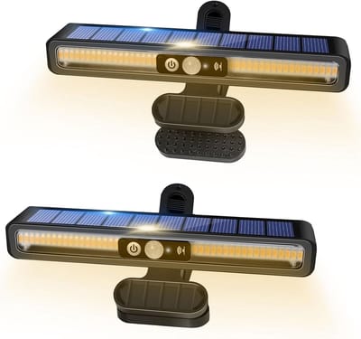 Solar Lamp - Wandlamp Buiten - Tuin Verlichten - Met Klem - 2 Stuks - Geel