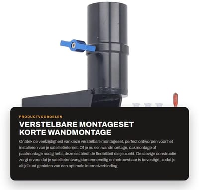 Dailygoods - Verstelbare Montageset - Korte Wandmontage - Betrouwbaar en stevig - Universeel - Dakmontage - Voor Satellietinternet - Voor diverse inst...