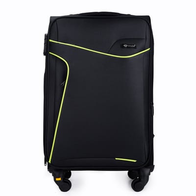 Solier STL1651 - Reiskoffer middelgroot M - Softcase - Uitbreidbaar - 4 zwenkwielen - Zwart/Groen