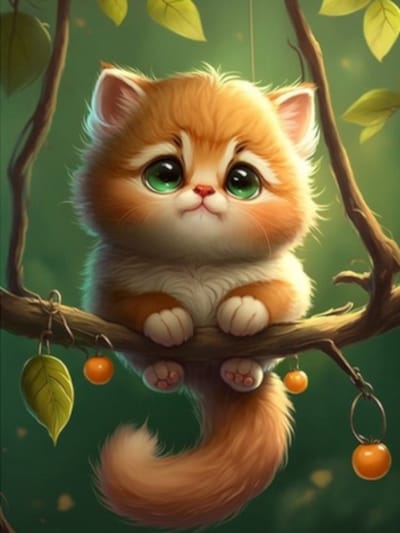 Diamond painting kitten schattig 30x40cm vierkante steentjes