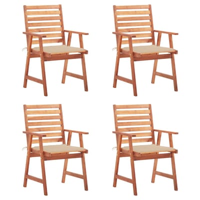 vidaXL - Tuinstoelen - 4 - st - met - kussens - massief - acaciahout