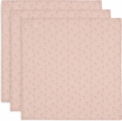 Jollein x Nijntje - Hydrofiele Doek Small 70x70cm - Spuugdoekjes - Zacht Katoen - 3 Stuks - Miffy Silhouettes Wild Rose