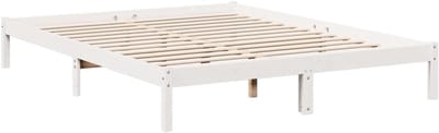 Houten Bedframe - Slaapkamermeubel - Comfortabel Slapen - Massief Grenenhout - 140x210 cm - Wit
