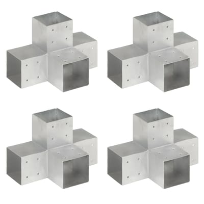 vidaXL - Paalverbindingen - 4 - st - X-vorm - 101x101 - mm - gegalvaniseerd - metaal