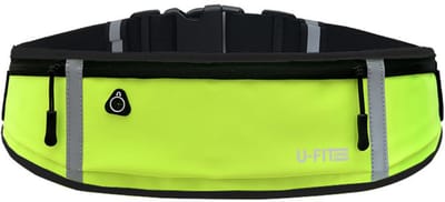 U Fit One Running Belt - Hardloopriem - Verstelbaar - Waterafstotend - Smartphone Houder - Reflectie Strip - 60 tot 116 cm - Geel