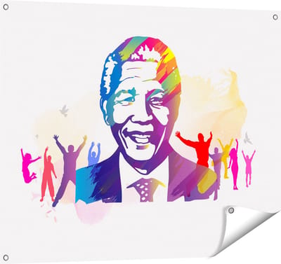 Gards Tuinposter Nelson Mandela - 100x80 cm - Tuindoek - Tuindecoratie - Wanddecoratie buiten - Tuinschilderij