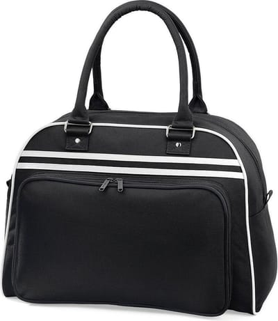 Bagbase Retro bowlingtas, Kleur Zwart/Wit (Black/White)