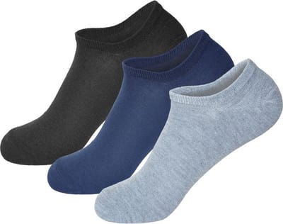 Sokken - 3 Paar sneakersokken - Maat 41/46 - Zwart/Blauw/Grijs