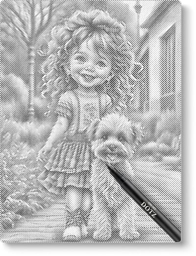 Schattig meisje met hond | Dot painting | 30x40cm | Dot painting | Oh My Dotz | Dots stippen | Diamond painting & Schilderen op nummer alternatief | Happy hobby