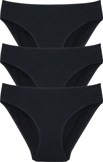 Vanilla - Ondergoed dames, Dames slip, Lingerie, Slips - 3 stuks - Egyptisch katoen - Zwart - XL