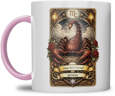 Sterrenbeeld mok - Schorpioen - Roze - Tarot mok - Gepersonaliseerd met naam en datum