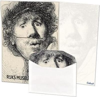 Briefpapier met enveloppen: De Omval, Rembrandt van Rijn, Museum Het Rembrandthuis