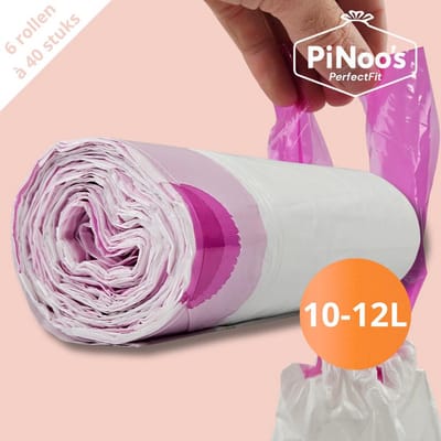 PiNoo’s® PerfectFit Code X Vuilniszakken 10-12 Liter | 6 rollen à 40 zakken - Trekband | HDPE-plastic | 22 My | 36×49 cm – Alternatief Brabantia X, Passend voor Brabantia 10 liter, PerfectFit voor Brabantia code X en Simplehuman code C