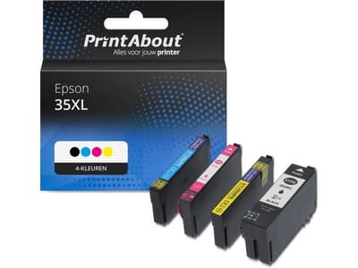 PrintAbout huismerk Inktcartridge 35XL (C13T35964010) 4-kleuren Multipack Hoge capaciteit Geschikt voor Epson