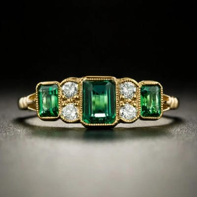 Huitan Trendy Groene Zirkonia Damesringen voor Bruiloft Goudkleur Jubileumfeest Luxe Accessoire Chique Cadeau Nieuwe Sieraden 7 beige