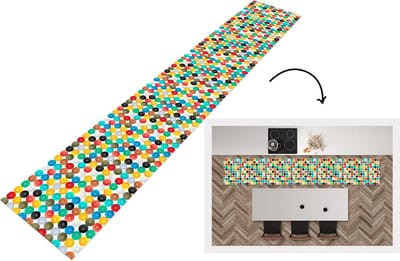 Keukenloper - Loper keuken - Knopen - Regenboog - Kleding - Design - 300x50 cm - Keukenloper vinyl