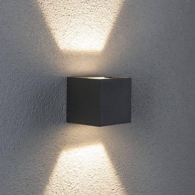 LED-wandlamp Cybo IP65 hoekig 80x80 mm 2700K 2x3,5W 2x213lm 230V 40-120° Grijs Aluminium